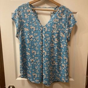 Blue floral top by DR2 size Large